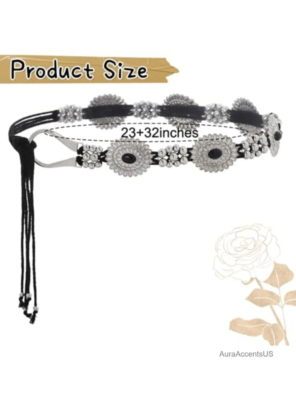 Western Concho Belt Rope Cowgirl Boho Waist Belt for Concert Outfit